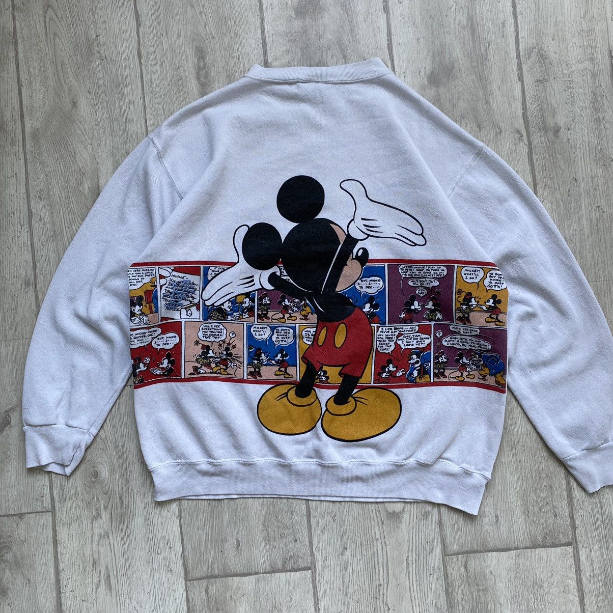 Disney RARE 80s Vintage Mickey Mouse Comics over print Velva Sheen Size L / US 10 / IT 46 - 2 Thumbnail