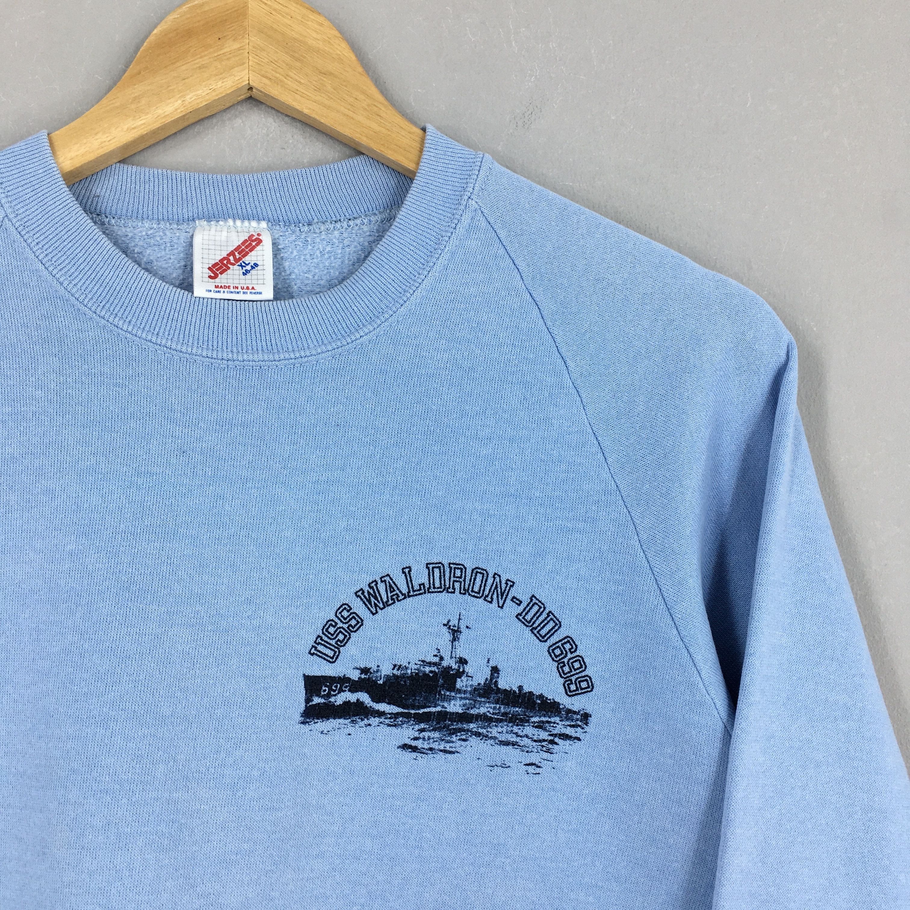 Jerzees × Vintage Vintage 90s United States Navy Blue Sweatshirt XLarge Size US XL / EU 56 / 4 - 2 Thumbnail