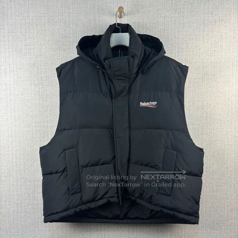Balenciaga Solid Cola Logo Print Stand Collar Fleece Vest