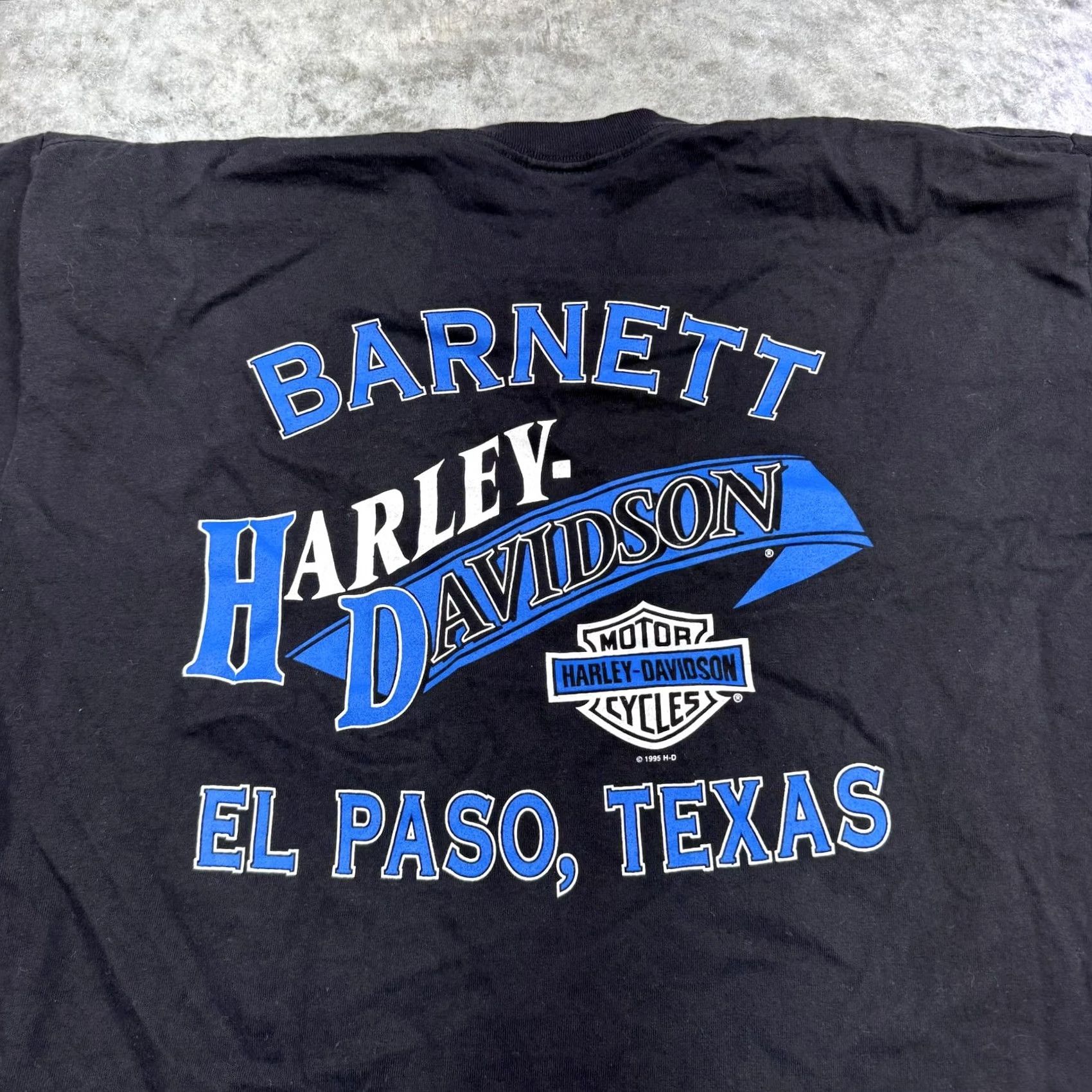 Harley Davidson VINTAGE Harley-Davidson Shirt Mens 2XL Black Barnett El Paso Texas Biker 90s Shirt Womens? Size US XXL / EU 58 / 5 - 6 Thumbnail