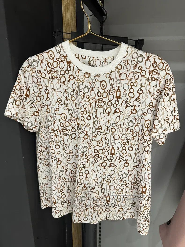 Hermes Hermes Short Sleeve T-shirt with Classic 'Rotating Rhythm' Size XS / US 0-2 / IT 36-38 - 1 Thumbnail