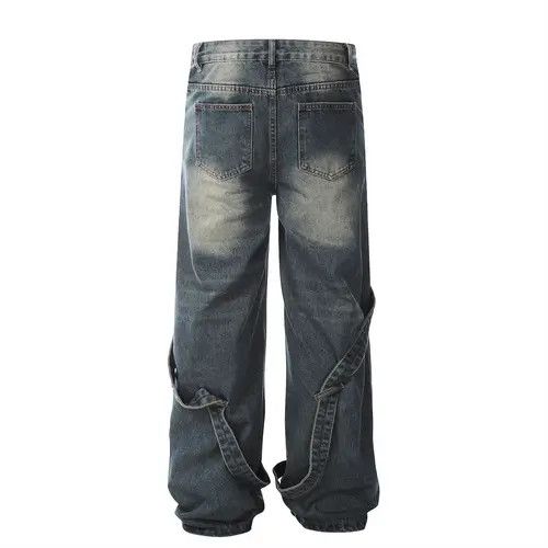 Japanese Brand × Jean Men's loose trendy patchwork jeans with metal buttons Size US 34 / EU 50 - 3 Thumbnail