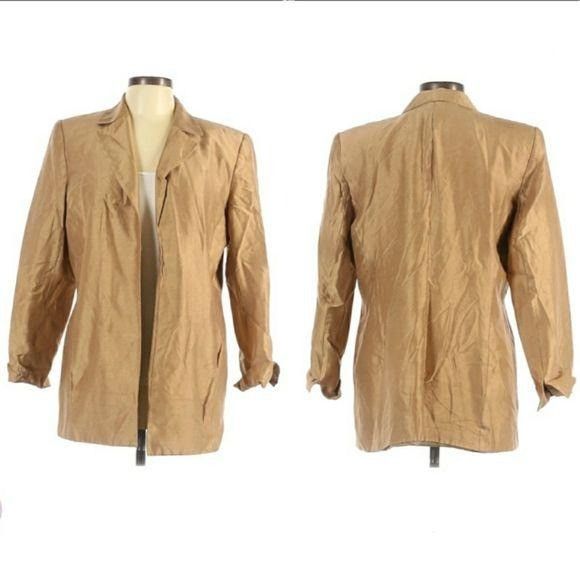 Vintage Vtg 90's Josephine Chaus Silk Boyfriend Blazer Sz 12 Metalli Size XL / US 12-14 / IT 48-50 - 3 Thumbnail