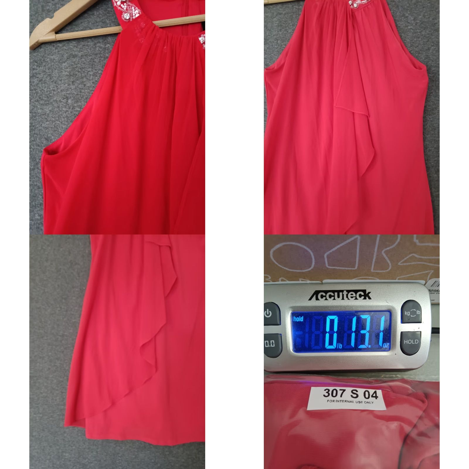 Adrianna Papell VINTAGE Hailey by Adrianna Papell Halter Chiffon Dress Shirt Women Size 10 Red Pearl Neckline Knee Length Zipper Vintage: Yes Size L / US 10 / IT 46 - 8 Thumbnail