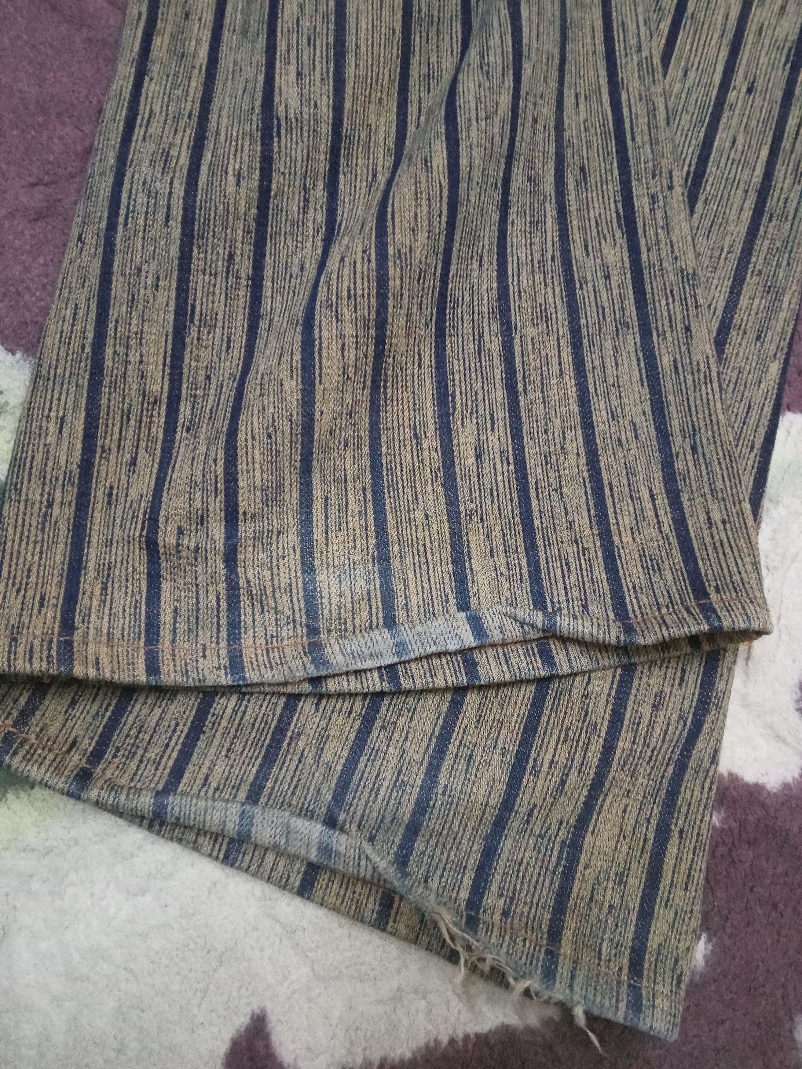 Japanese Brand Blue Way Stripes & Rusty Design Flare Jeans Size US 31 - 9 Thumbnail