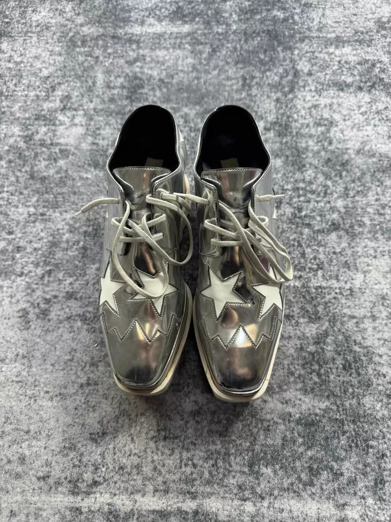 Celine Stella McCartney Silver Star Wedge Sneakers Size US 5 / EU 37 - 2 Thumbnail