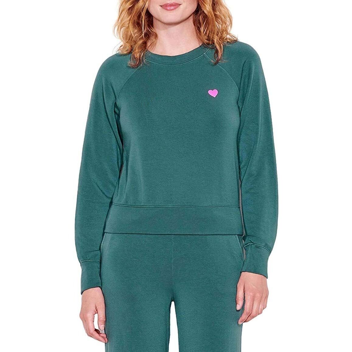 Sundry New Sundry Jade with Pink Heart Raglan Pullover Small - $128 Size S / US 4 / IT 40 - 1 Thumbnail