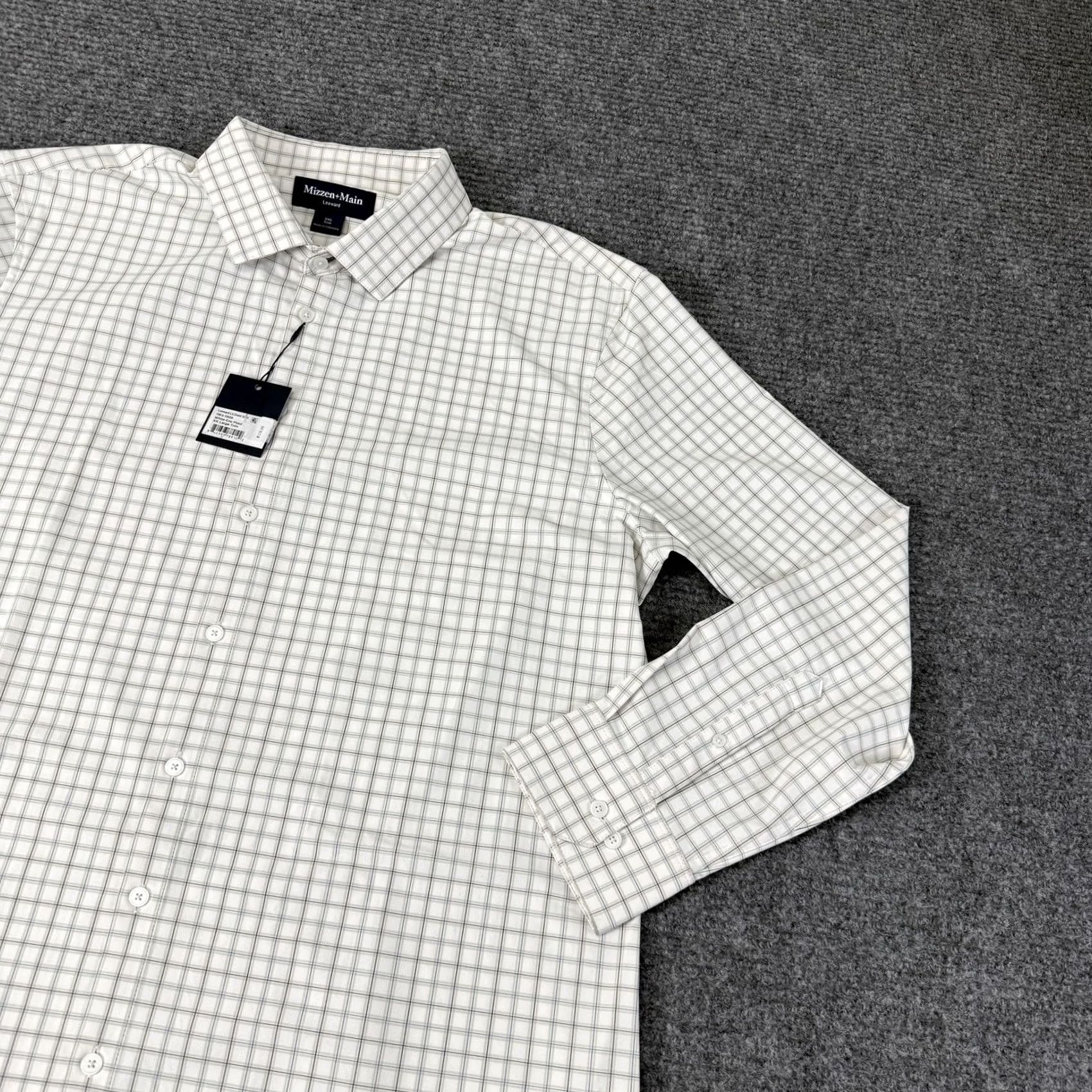Mizzen+Main Mizzen+Main Leeward Dress Shirt Mens 2XL White Eric Plaid Trim Fit Long Sleeve Size 48R - 2 Thumbnail