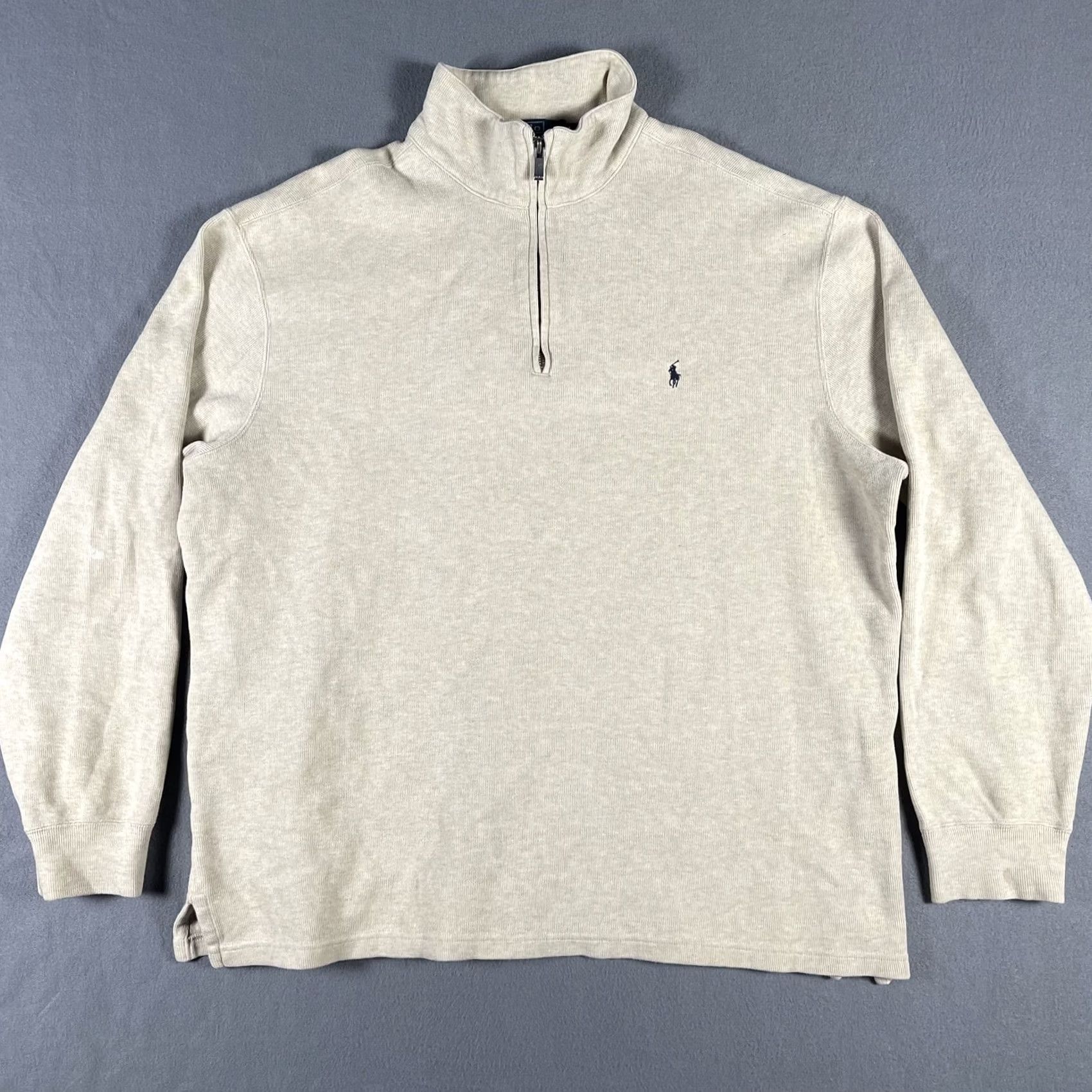 Polo Ralph Lauren Polo Ralph Lauren Pullover Sweater Mens 2XL Beige Quarter Zip Long Sleeve Cotton Size US XXL / EU 58 / 5 - 3 Thumbnail