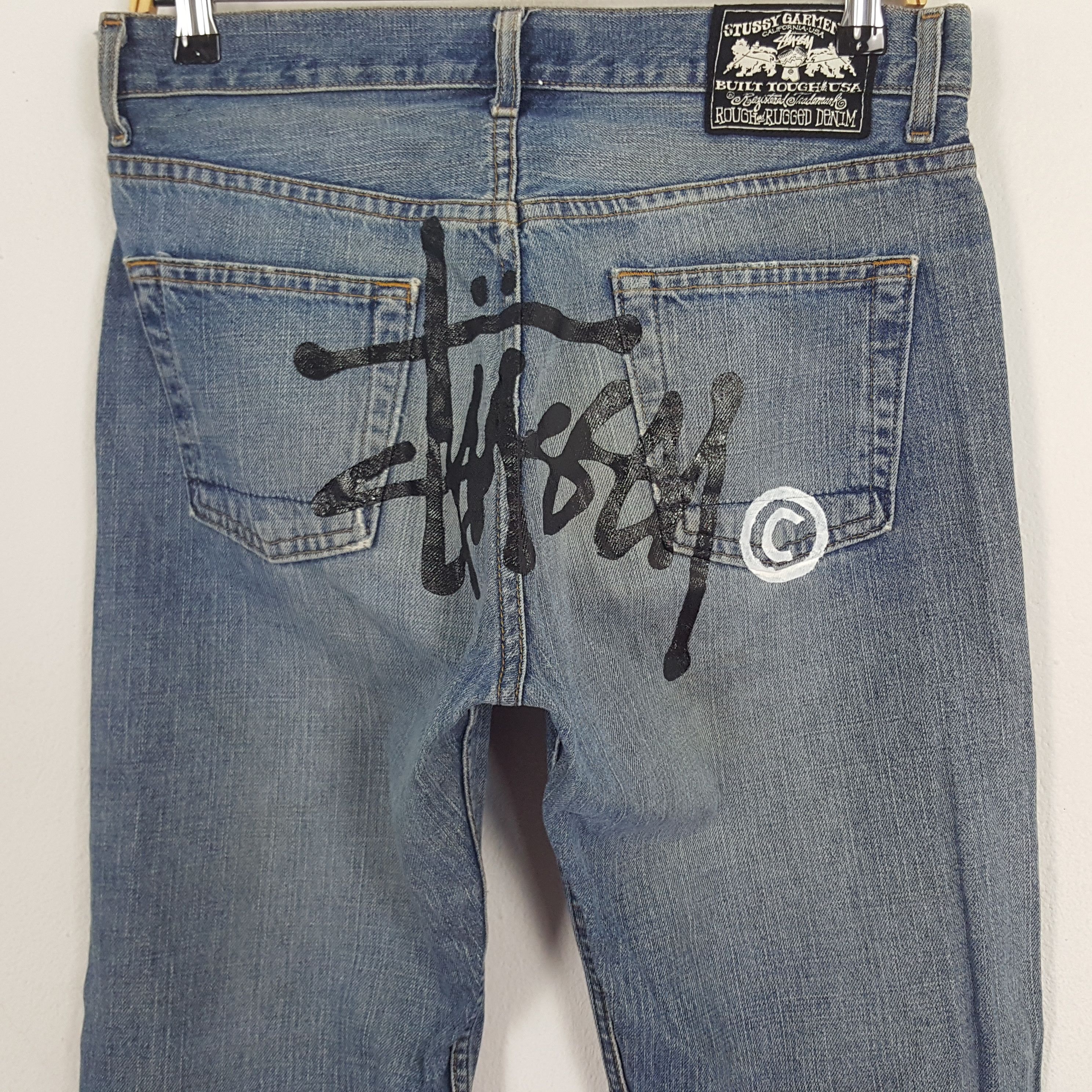 Stussy × Vintage Vintage Stussy Workgear Custom Art Logo Denim Jeans Size US 30 / EU 46 - 2 Thumbnail