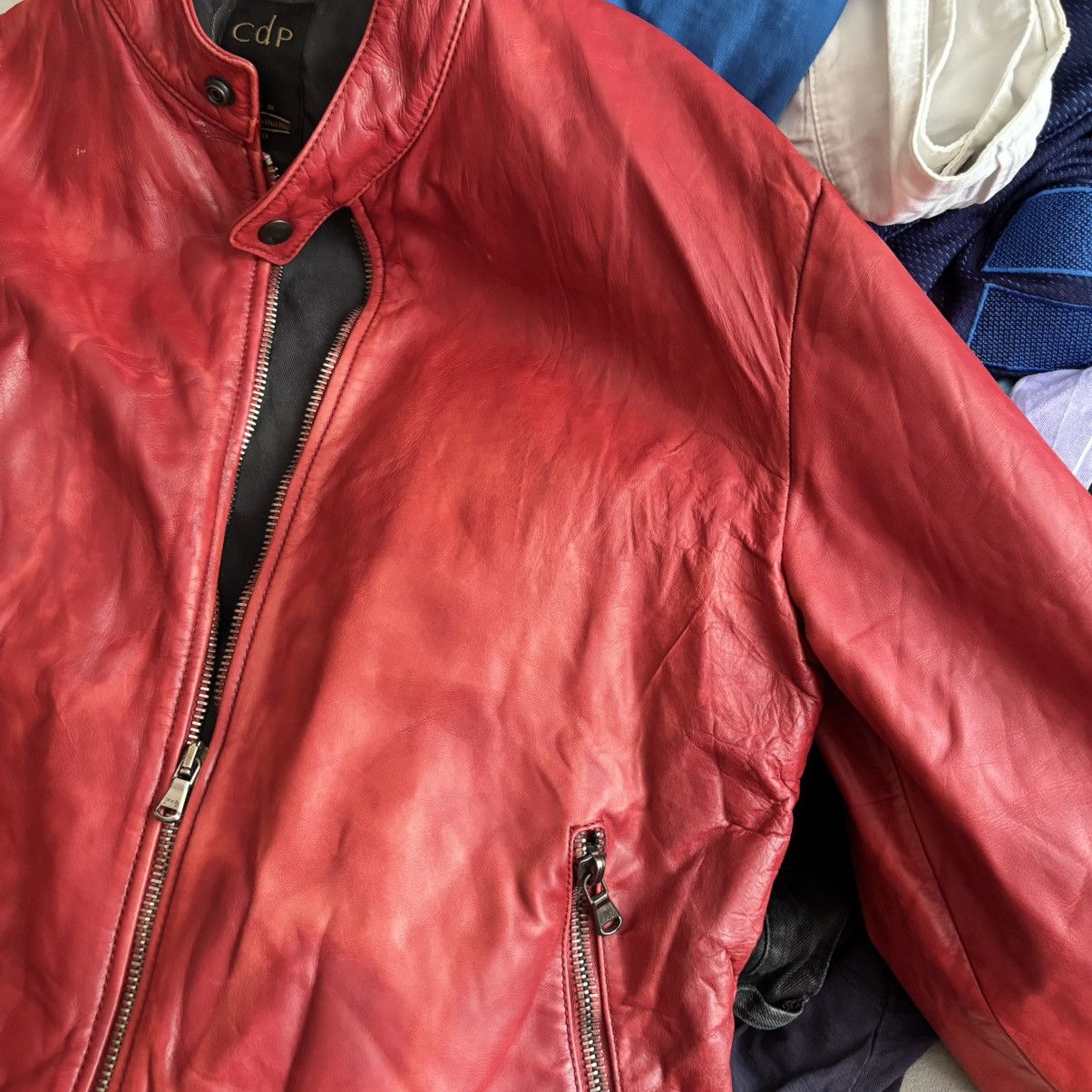 Vintage Vintage 1973 Italy Moto Real Red Leather Jacket Lampo Zip Size US M / EU 48-50 / 2 - 13 Thumbnail