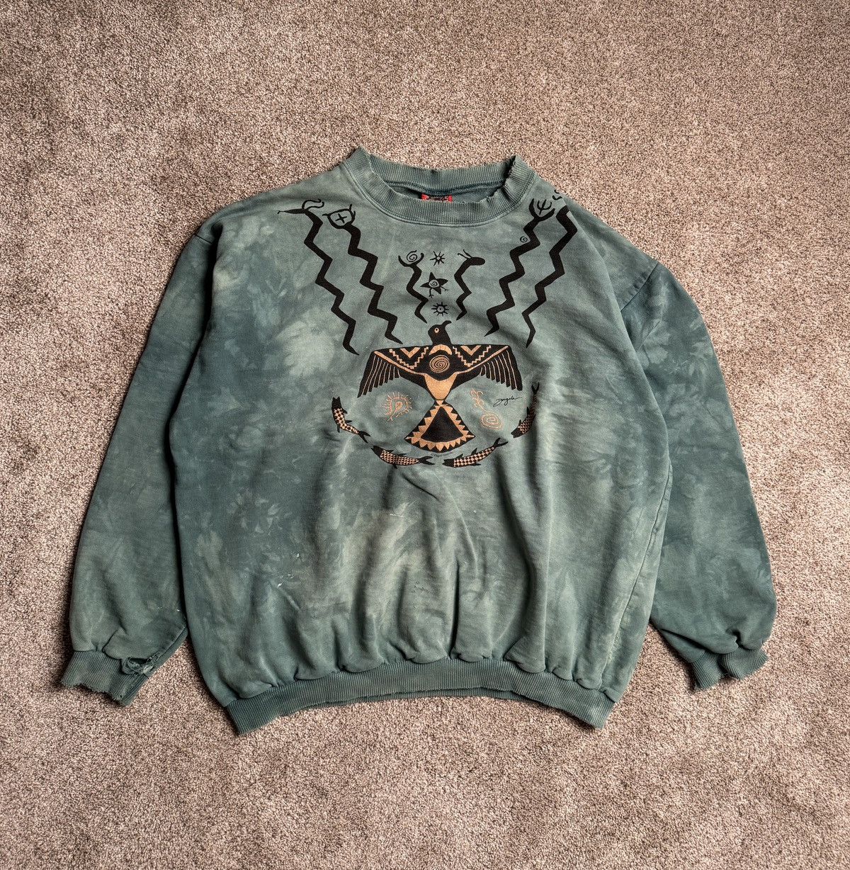 Other DAGOLI GREEN MARBLE DYE “AZTEC” SWEATSHIRT Size US XL / EU 56 / 4 - 1 Thumbnail