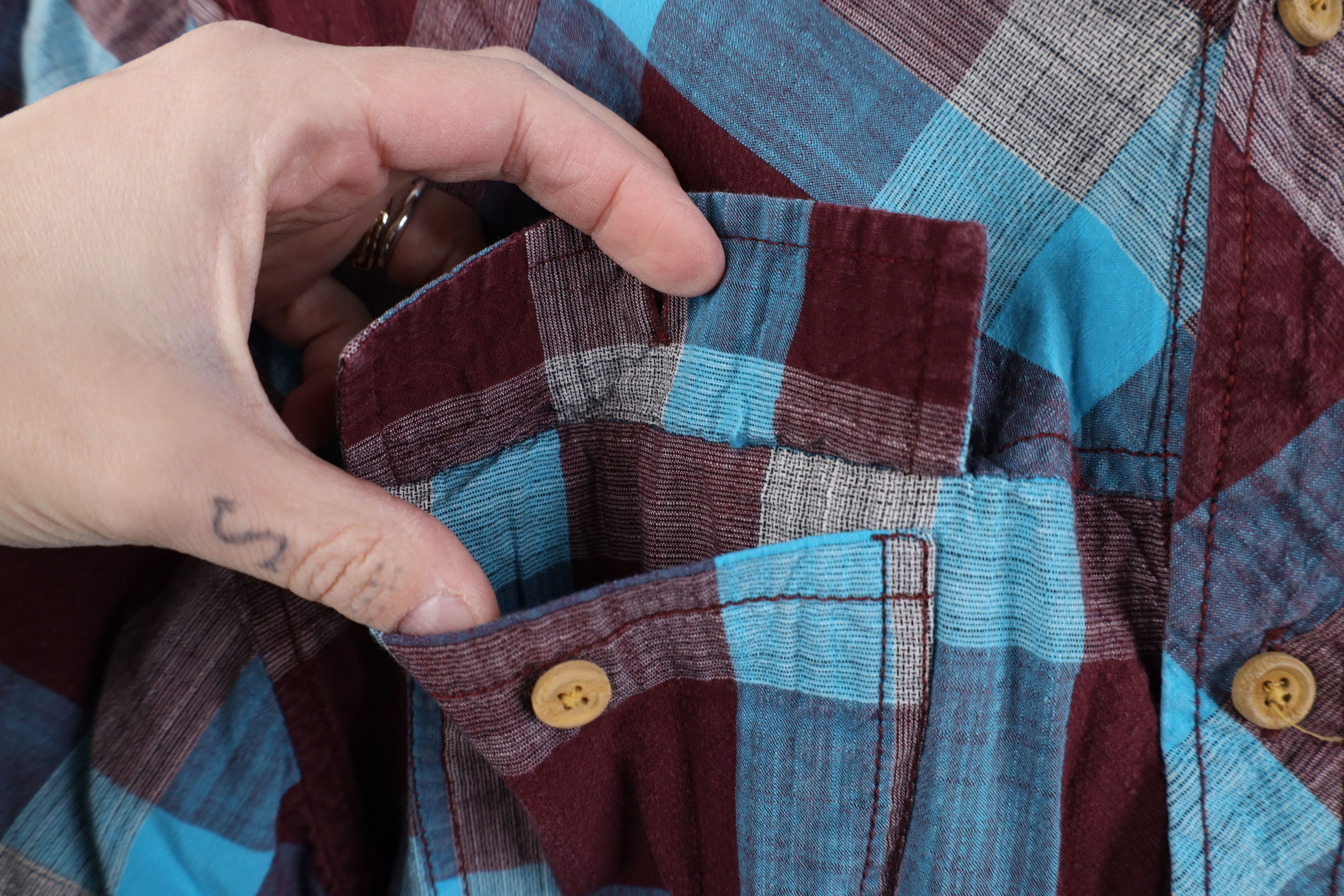 KAVU Kavu Seersucker Short Sleeve Collared Button Shirt Plaid Size US M / EU 48-50 / 2 - 7 Thumbnail
