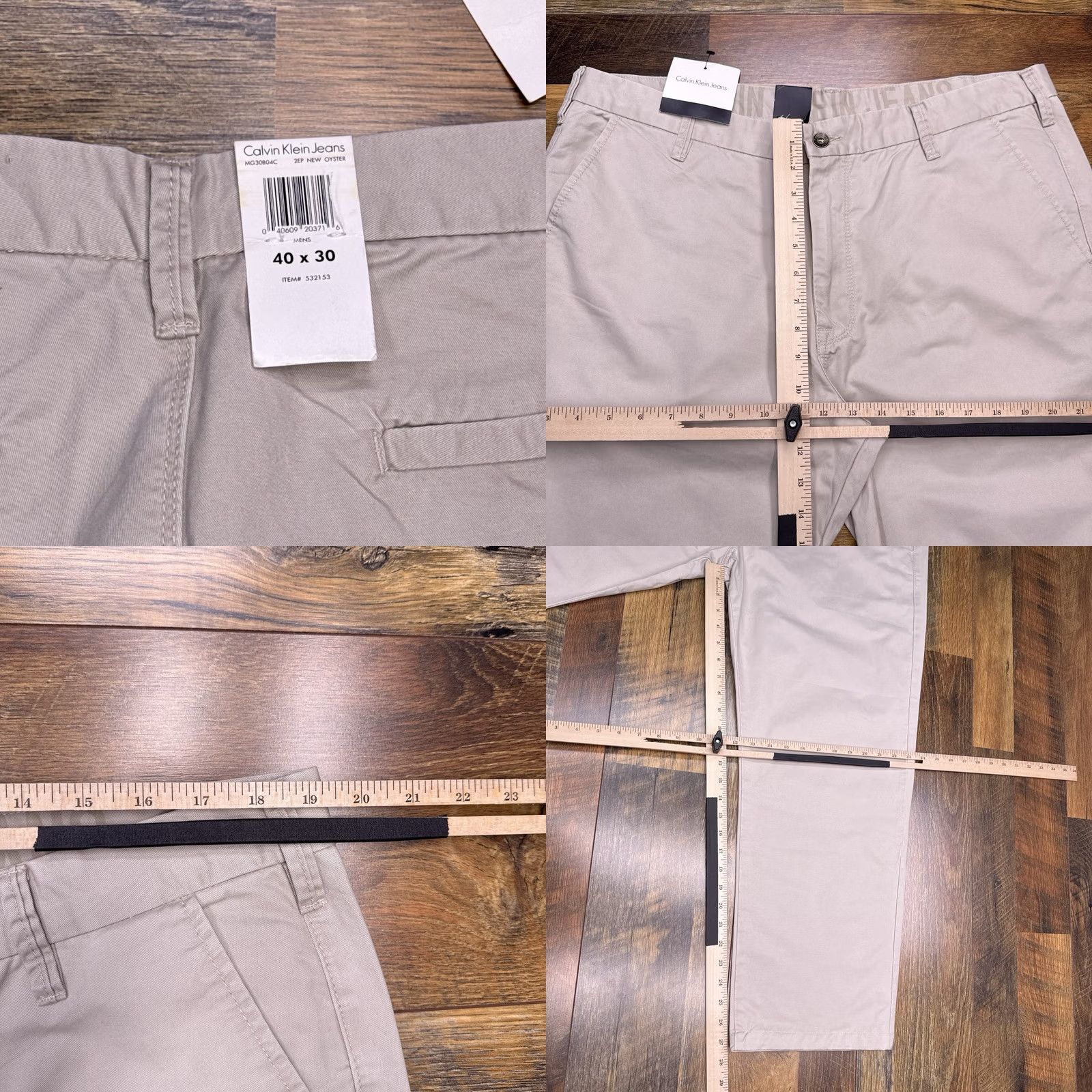 Calvin Klein Calvin Klein Pants Mens 40x30 New Beige Flat Front Twill Chino Straight Leg Regular Rise 40in Inseam 30in Logo Size US 40 / EU 56 - 8 Thumbnail