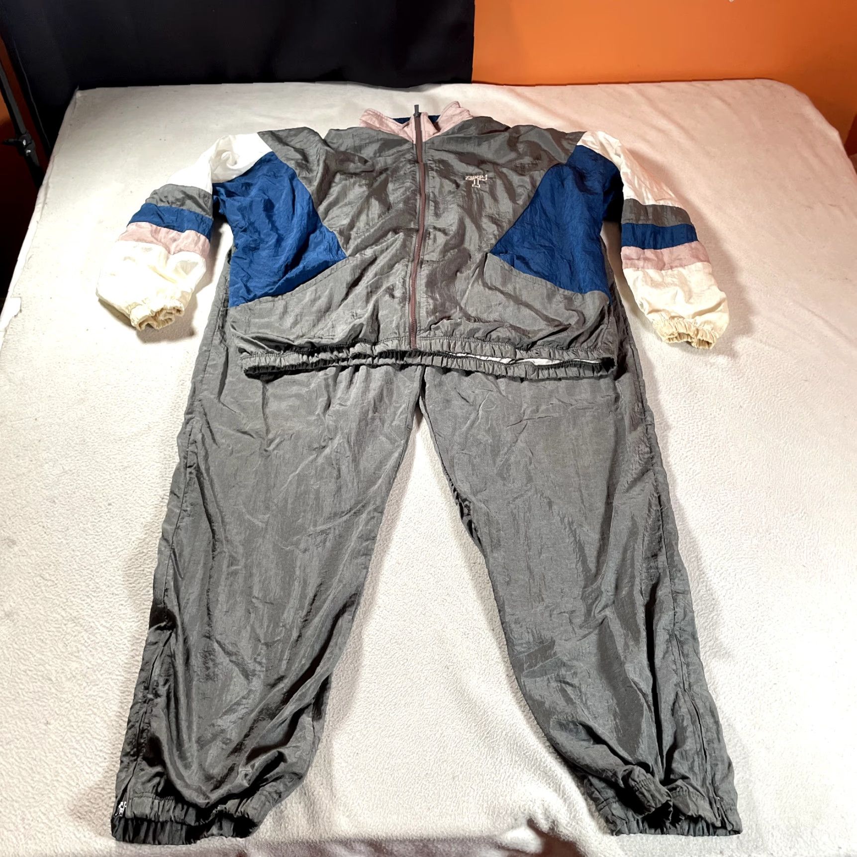 Vintage Authentic 90s Mens Streetwear Gray Color Block Loose Fit Baggy Vintage Todd 1 Track Suit 2XL Size Grailed