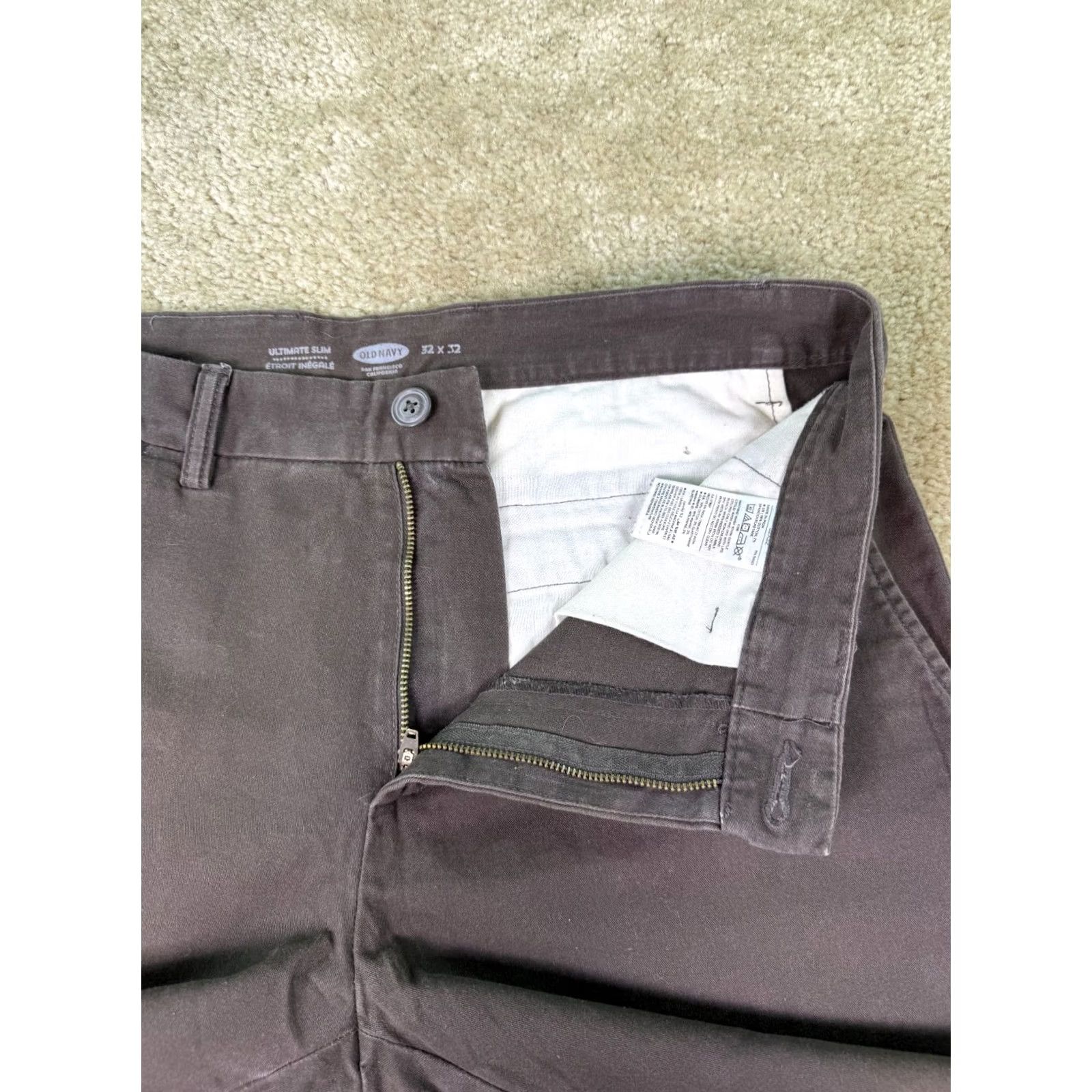 Old Navy Old Navy Slim Pants Men 32x32 Brown Cotton Blend Chino Straight 5-Pocket C489 Size US 32 / EU 48 - 3 Thumbnail