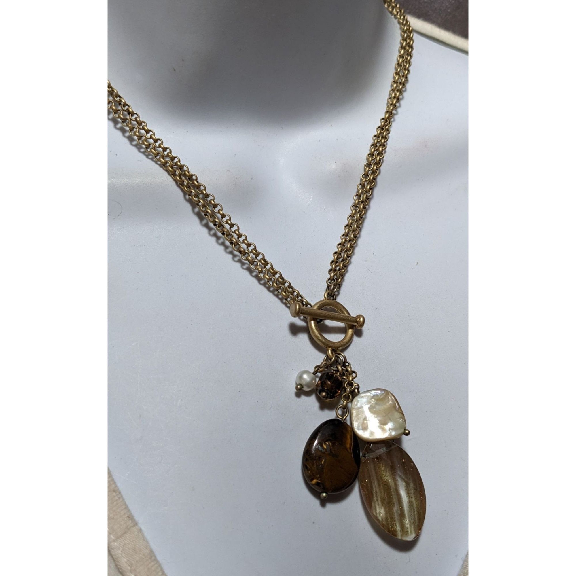 Other Retro Gold Shimmer Beaded Charm Toggle Necklace Size ONE SIZE - 7 Thumbnail