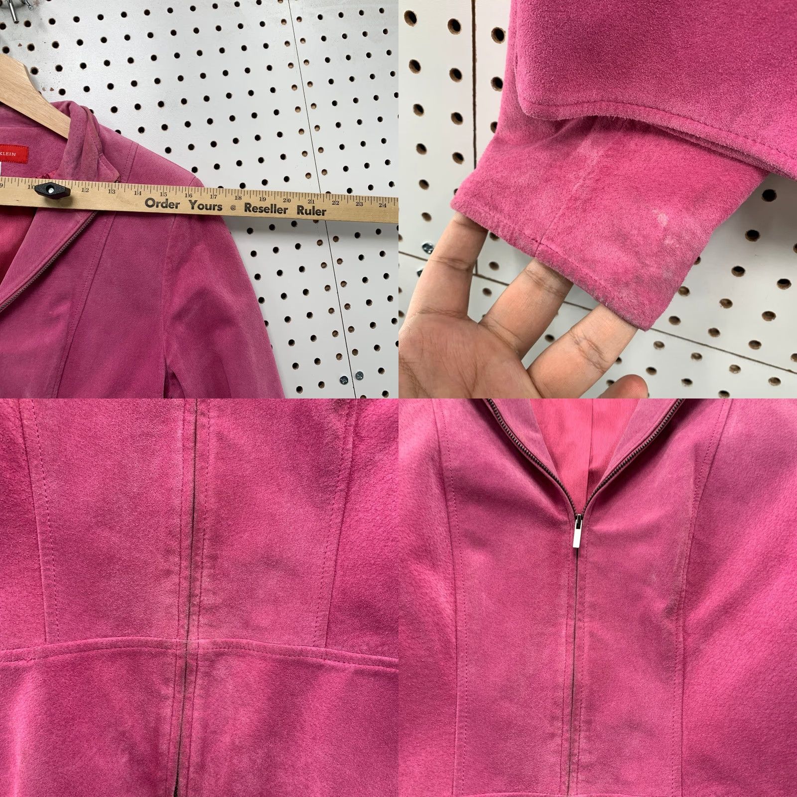Anne Klein Anne Klein Suede Jacket Womens 10 Pink Zip Collared Lined Retro Classic Jacket Size L / US 10 / IT 46 - 9 Thumbnail