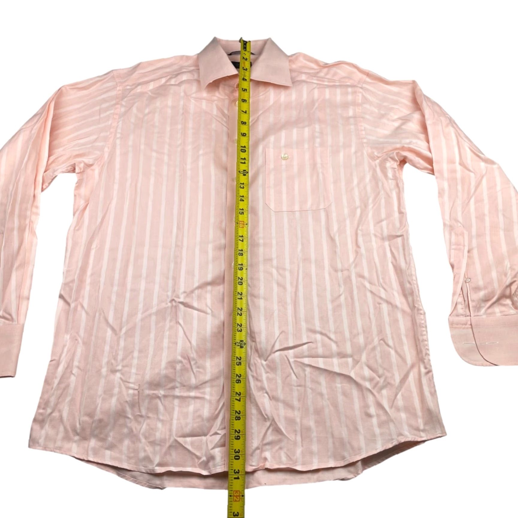 Eton Etón Dress Shirt XL 100% Cotton Wrinkle-Resistant Peach Stripe Long Sleeve Mens Shirt Size 46R - 4 Thumbnail