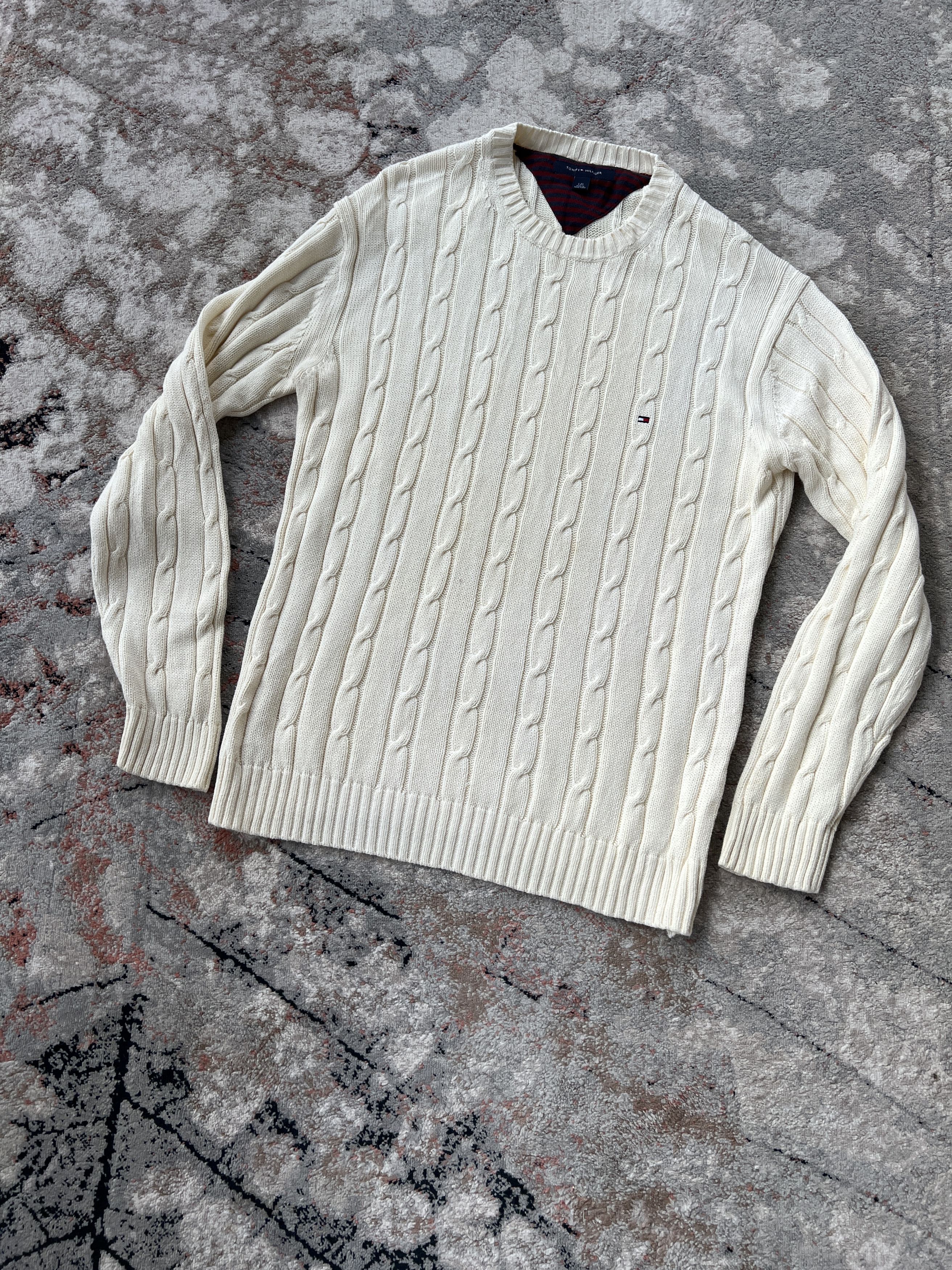 Tommy Hilfiger Tommy Hilfiger Cable Knit Cotton Sweater Size US L / EU 52-54 / 3 - 1 Thumbnail