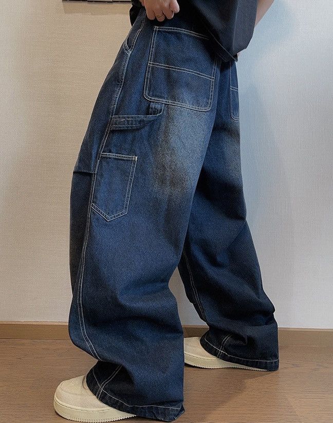 Japanese Brand × Vintage Outdoor retro washed pleated baggy carpenter jeans pants Size US 32 / EU 48 - 3 Thumbnail