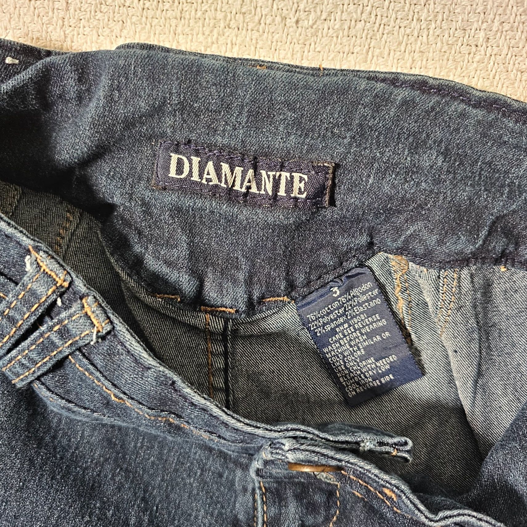 Denime Diamante Jeans Women's Jeans Skinny Dark Blue Wash Denim Jegging 3 Slim Stretch Size 34" / US 12 / IT 48 - 3 Thumbnail