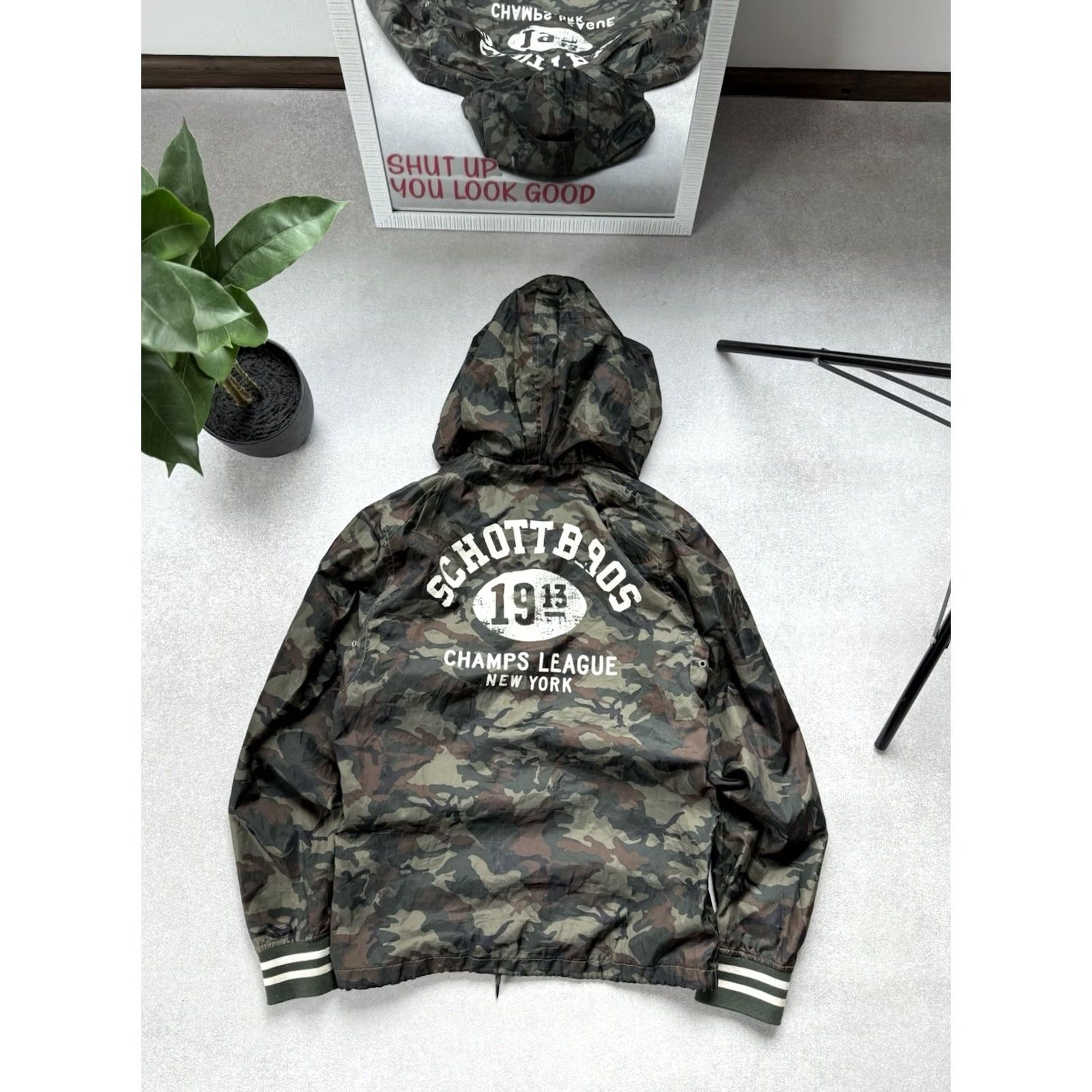 Schott VINTAGE Schott NYC Camouflage Hooded Jacket Men’s S Lightweight Camo Zip Up Coat Size US S / EU 44-46 / 1 - 2 Thumbnail