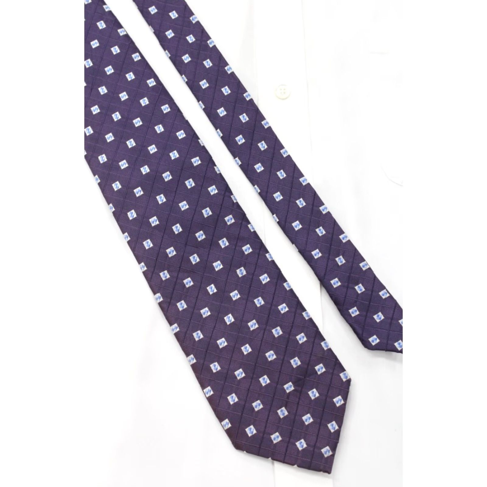 Jos. A. Bank VINTAGE Jos A Bank Silk Necktie Men's Purple Geometric Squares Textured Hand Sewn Size ONE SIZE - 3 Thumbnail