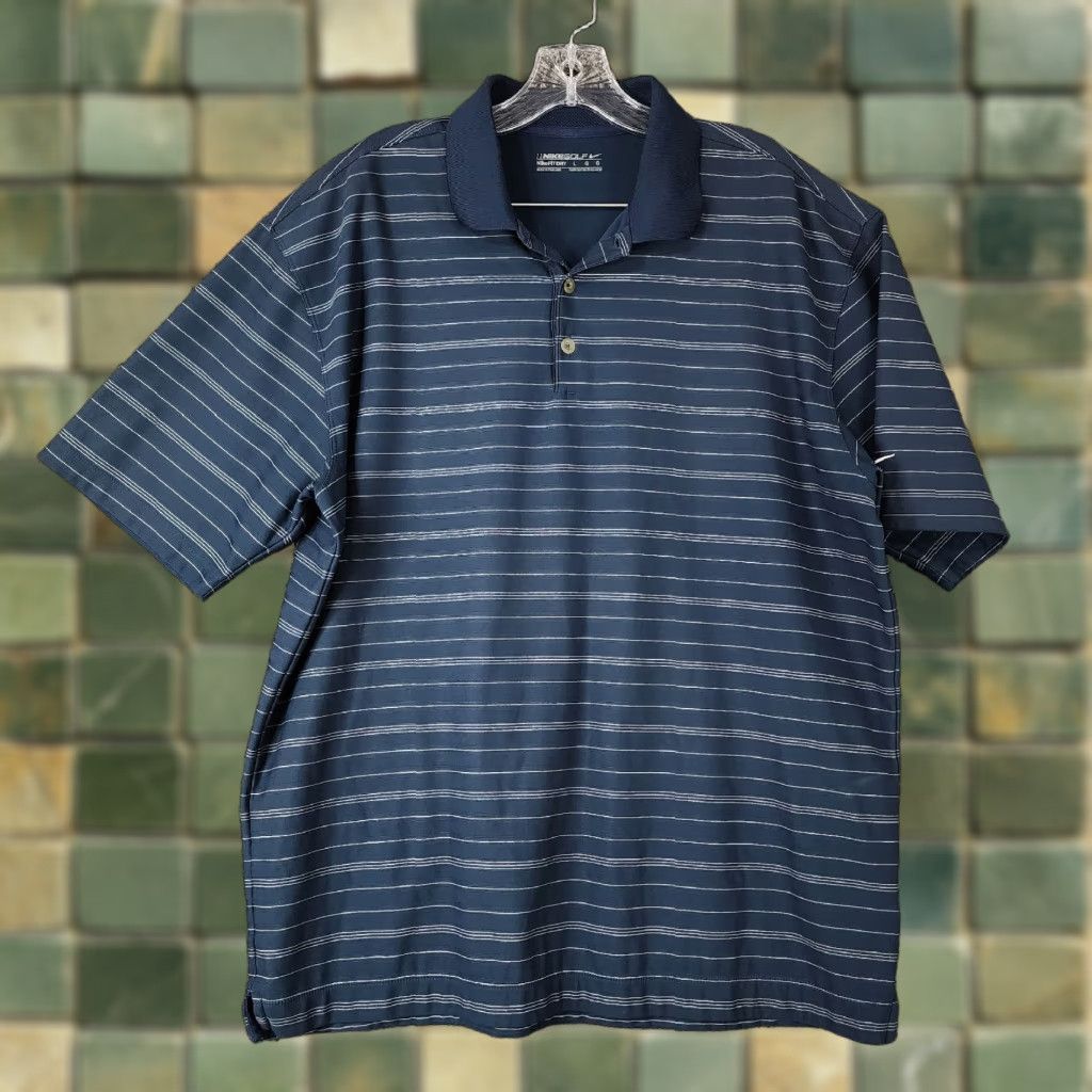 Nike Nike Golf Polo Shirt Mens Blue Striped Short Sleeve 100% Polyester Fit Dry Size L Size US L / EU 52-54 / 3 - 1 Thumbnail