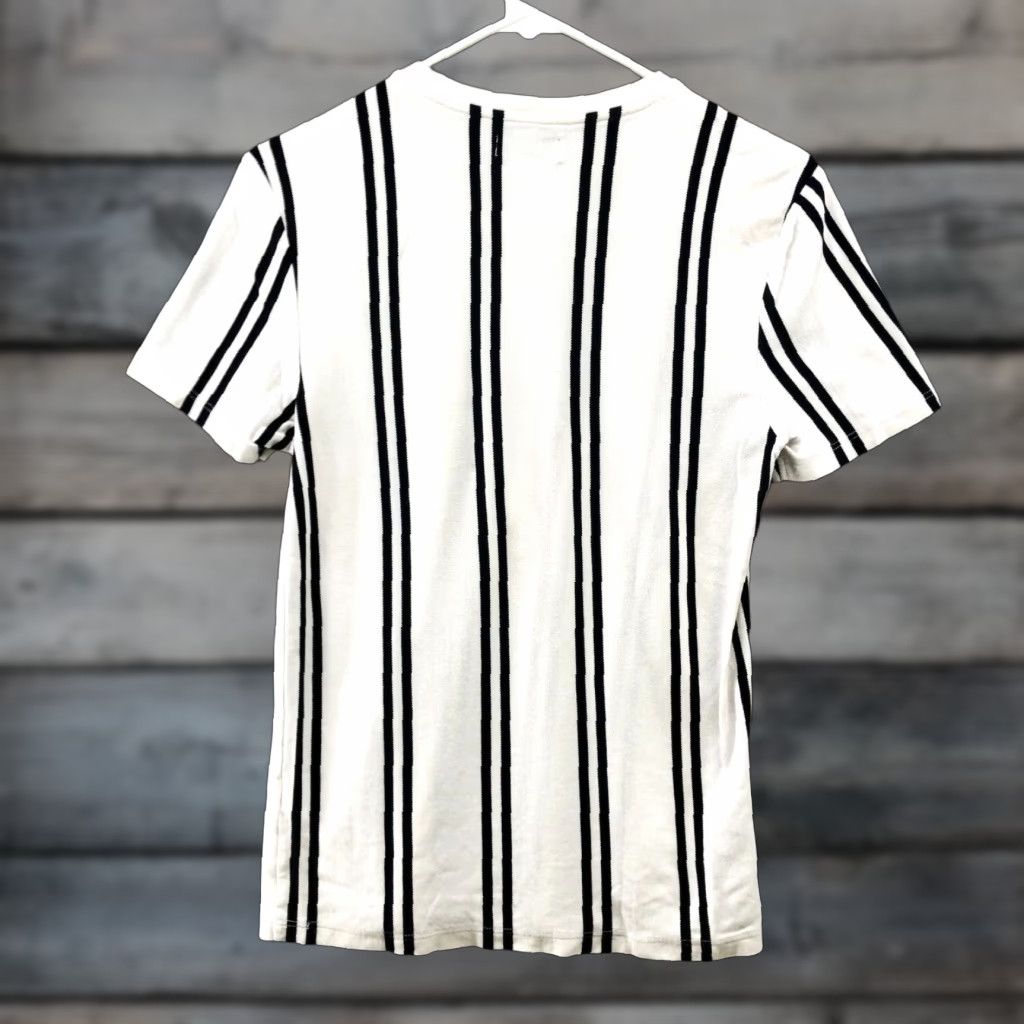 Topman Topman T Shirt Mens XXS White Black Stripe Short Sleeve Crewneck Cotton Size US XXS / EU 40 - 1 Thumbnail