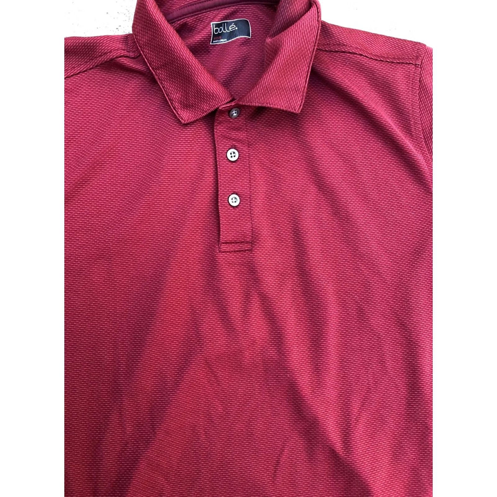 Vintage BOLLE Textured Polo Shirt Men's MEDIUM Red Short Sleeve Golf Moisture Wicking Shirt Size US M / EU 48-50 / 2 - 2 Thumbnail