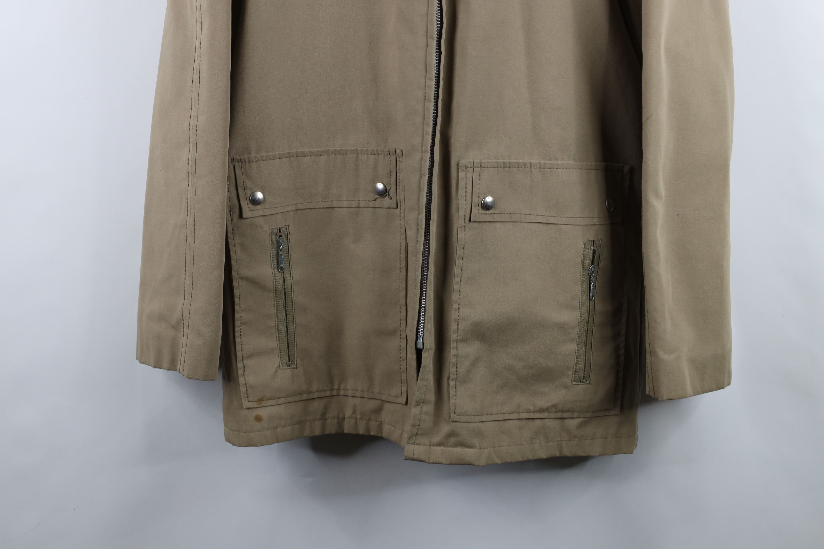Vintage Vintage 70s Streetwear Lined Zip Collared Jacket Beige USA Size US L / EU 52-54 / 3 - 3 Thumbnail