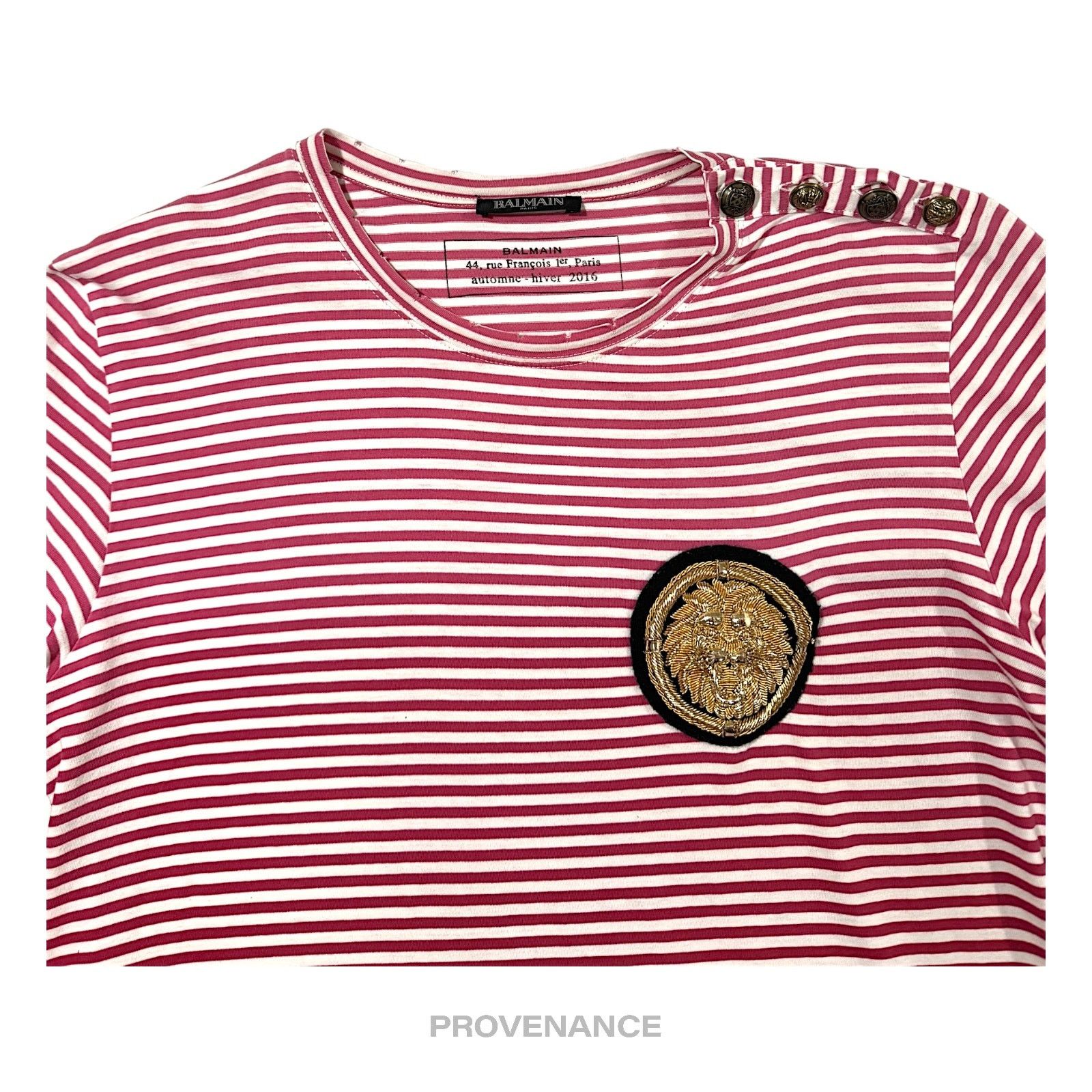 Balmain 🔴 Balmain Striped Long Sleeve T-Shirt - Red White Size US S / EU 44-46 / 1 - 3 Thumbnail