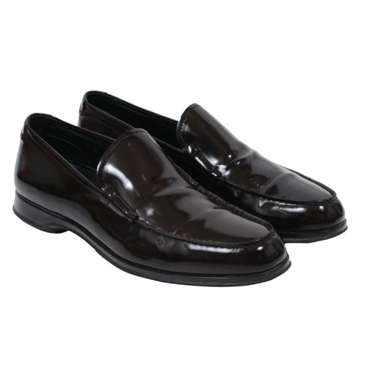 Prada Dark Red Burgundy Leather Slip On Penny Loafers - 01746-B Size US 11.5 / EU 44-45 - 12 Thumbnail