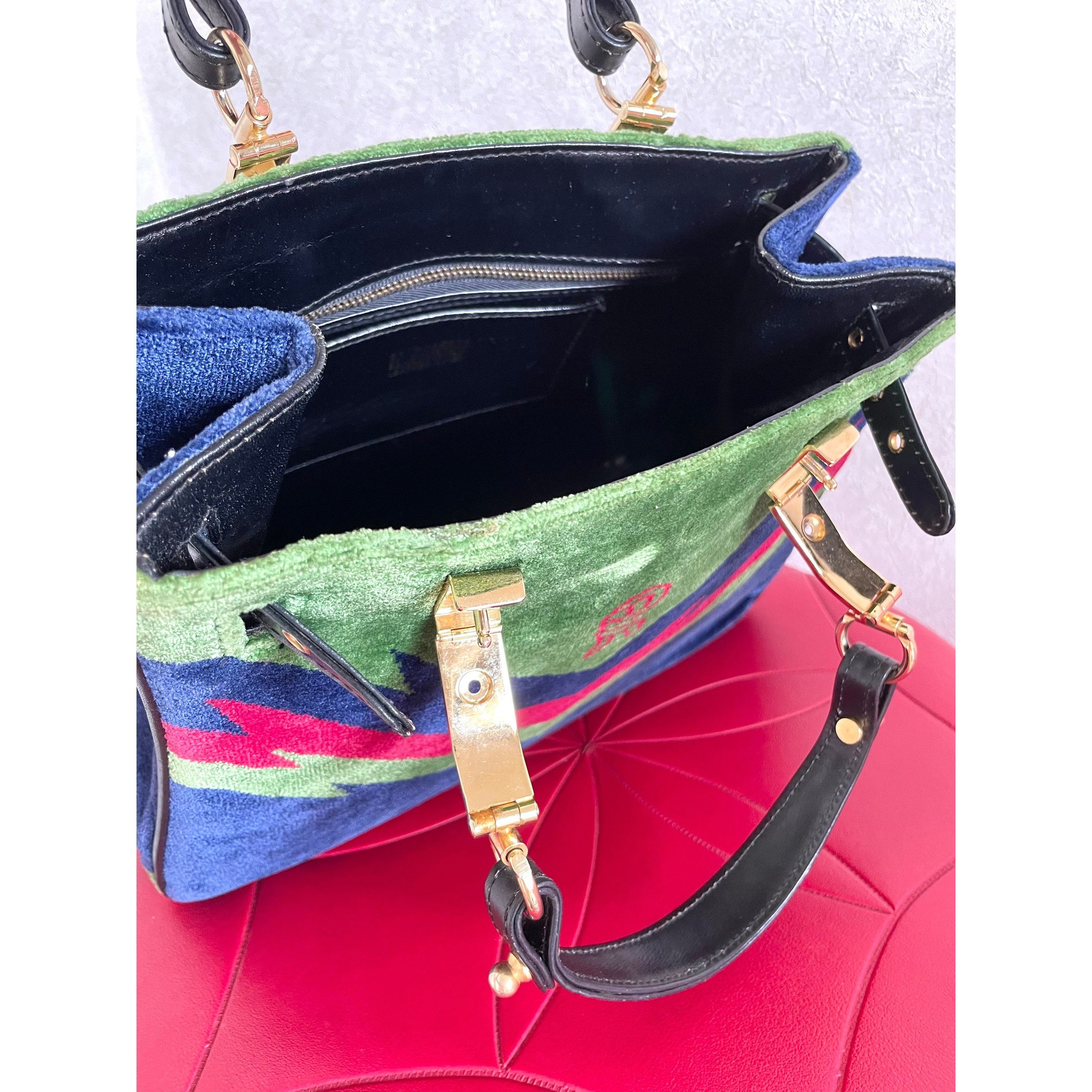 Roberta di Camerino Vintage Roberta di Camerino handbag, navy, green, and red Size ONE SIZE - 8 Thumbnail