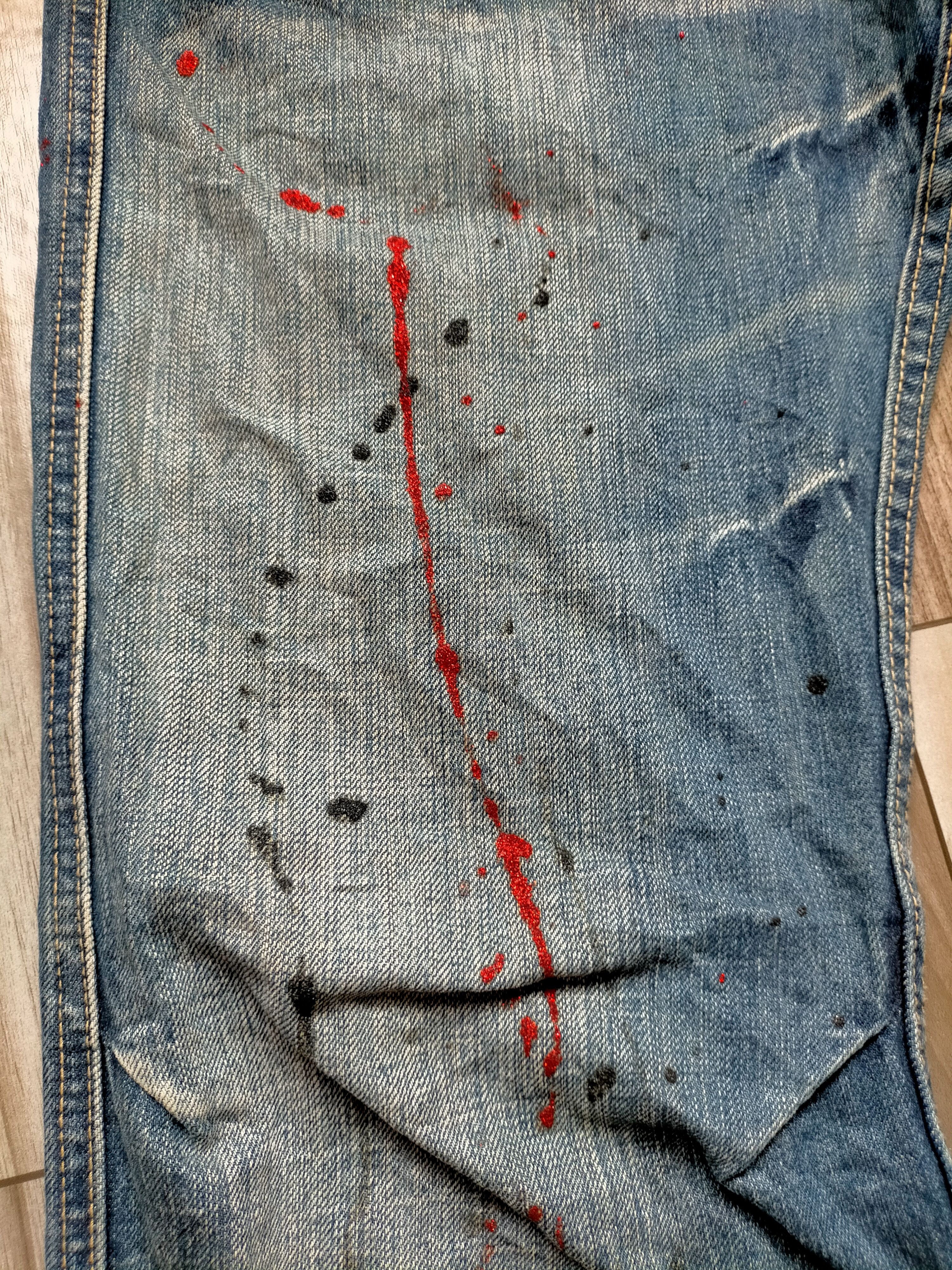 Hysteric Glamour × Japanese Brand Flare Jeans Root Three Acid Wash Painted Boot cut denim Size US 32 / EU 48 - 14 Thumbnail