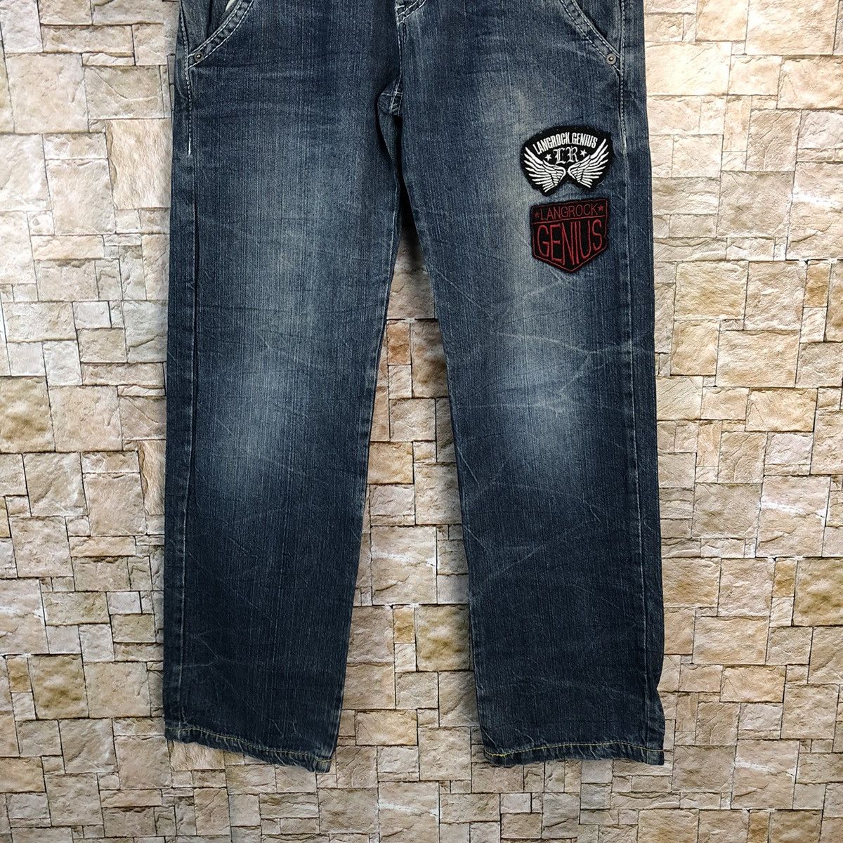Japanese Brand Lang Rock Blue Double Waist Blue Denim Pants #A447 Size US 28 / EU 44 - 3 Thumbnail