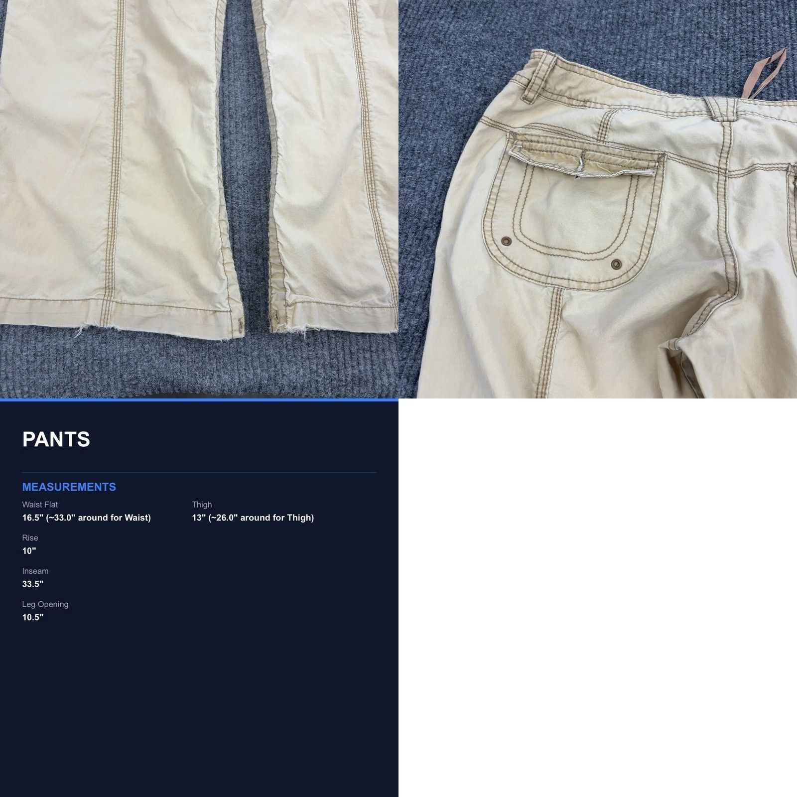 Vintage VINTAGE Unionbay Cargo Pants Womens 13 Tan Cotton Wide Leg Utility Y2K Grunge Skater Size 34" / US 12 / IT 48 - 8 Thumbnail
