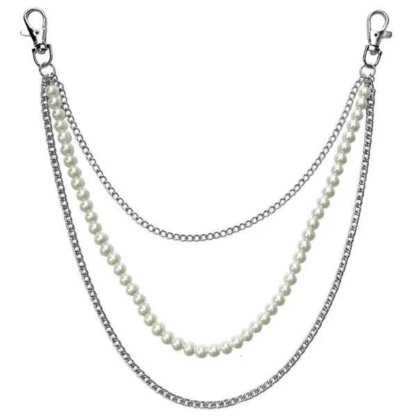 Jewelry Triple Layer Pearl Wallet Chain, Pants Chain Size ONE SIZE - 5 Thumbnail