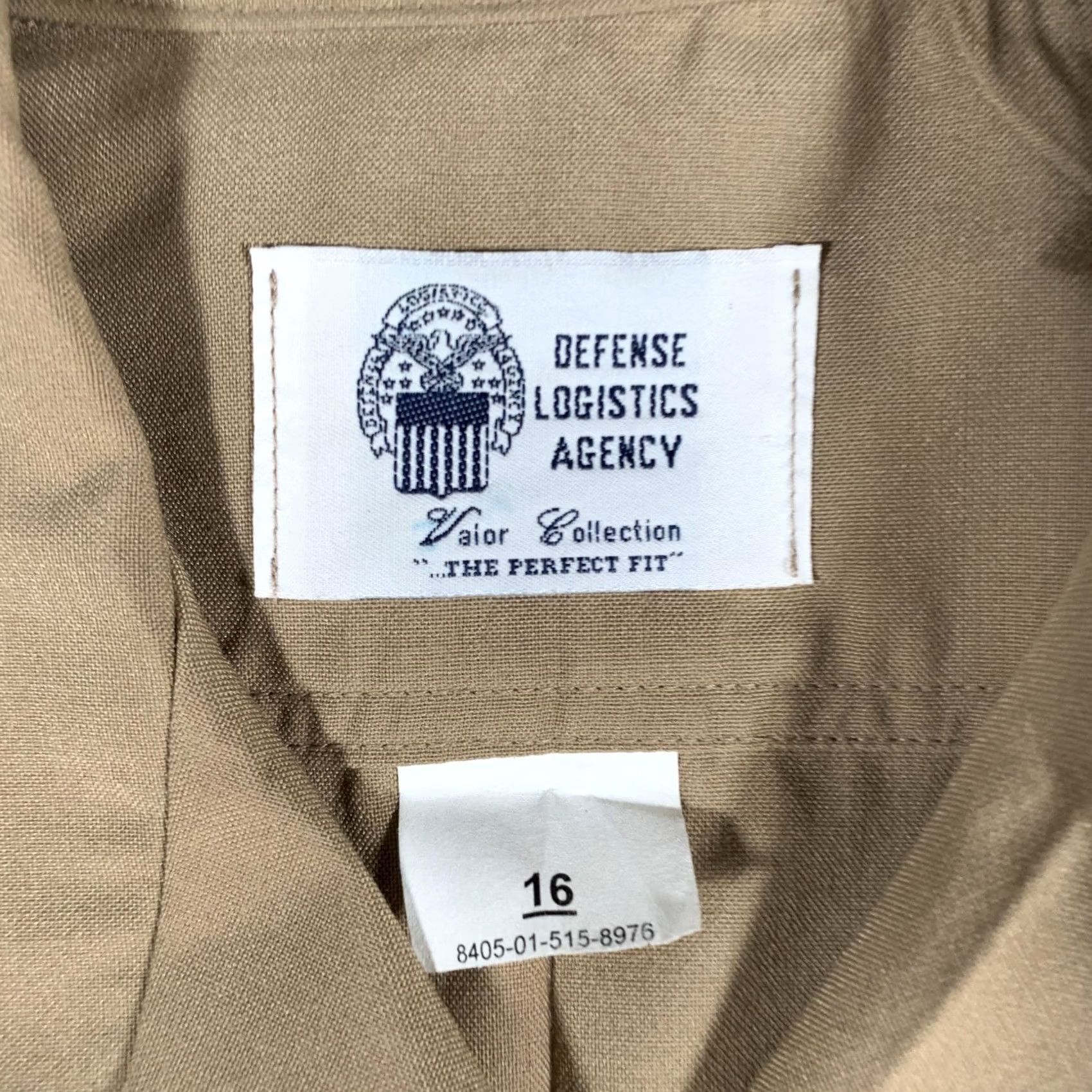 Vintage Defense Logistics Agency Shirt Mens 16 Khaki Quarter Sleeve Uniform Wool Blend Size US L / EU 52-54 / 3 - 4 Thumbnail