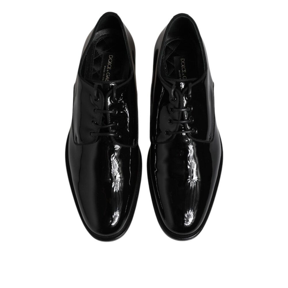 Dolce & Gabbana Dolce & Gabbana Black Patent Leather Derby Formal Dress Shoe Size US 7 / EU 40 - 3 Thumbnail