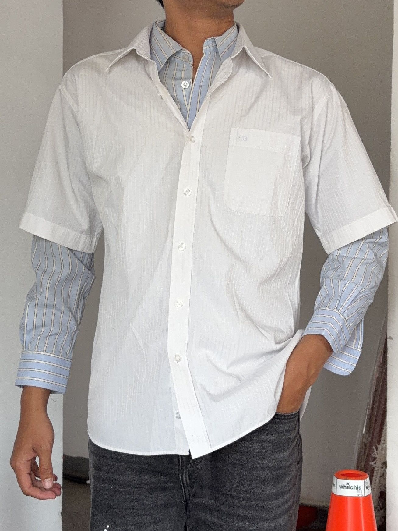 Balenciaga Balenciaga double layered stripe shirts Size US M / EU 48-50 / 2 - 2 Thumbnail