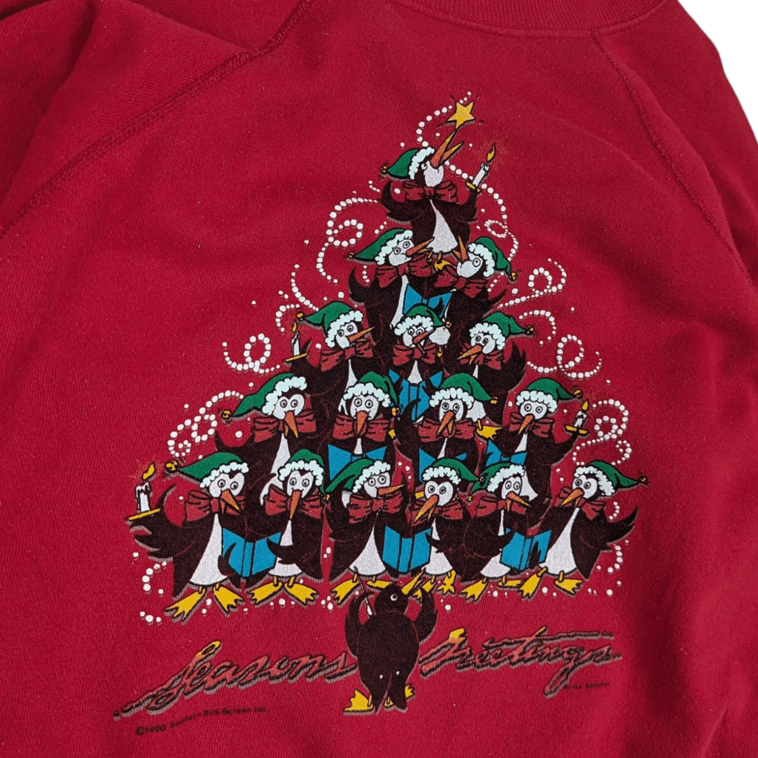 Hanes 1991 HANES Christmas Tree Penguin Season Greeting Jumper Size L / US 10 / IT 46 - 5 Thumbnail