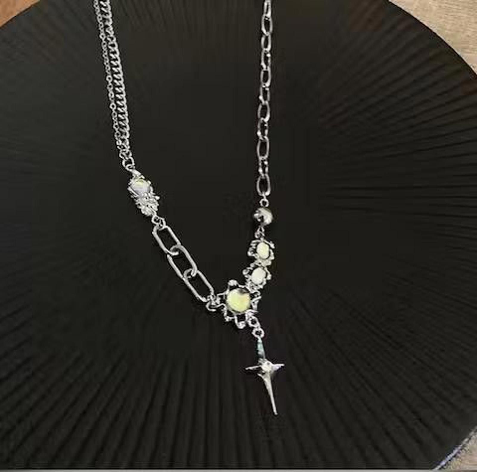Jewelry STAR Crystal Gem Chain Link Pendant Necklace Size ONE SIZE - 1 Thumbnail