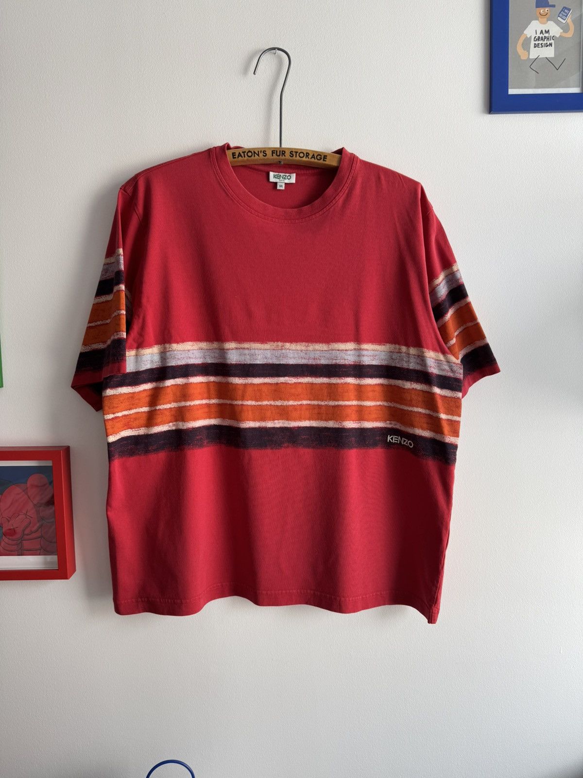 Kenzo Kenzo Striped Crew Neck Shirt Bold Red Size US M / EU 48-50 / 2 - 2 Thumbnail