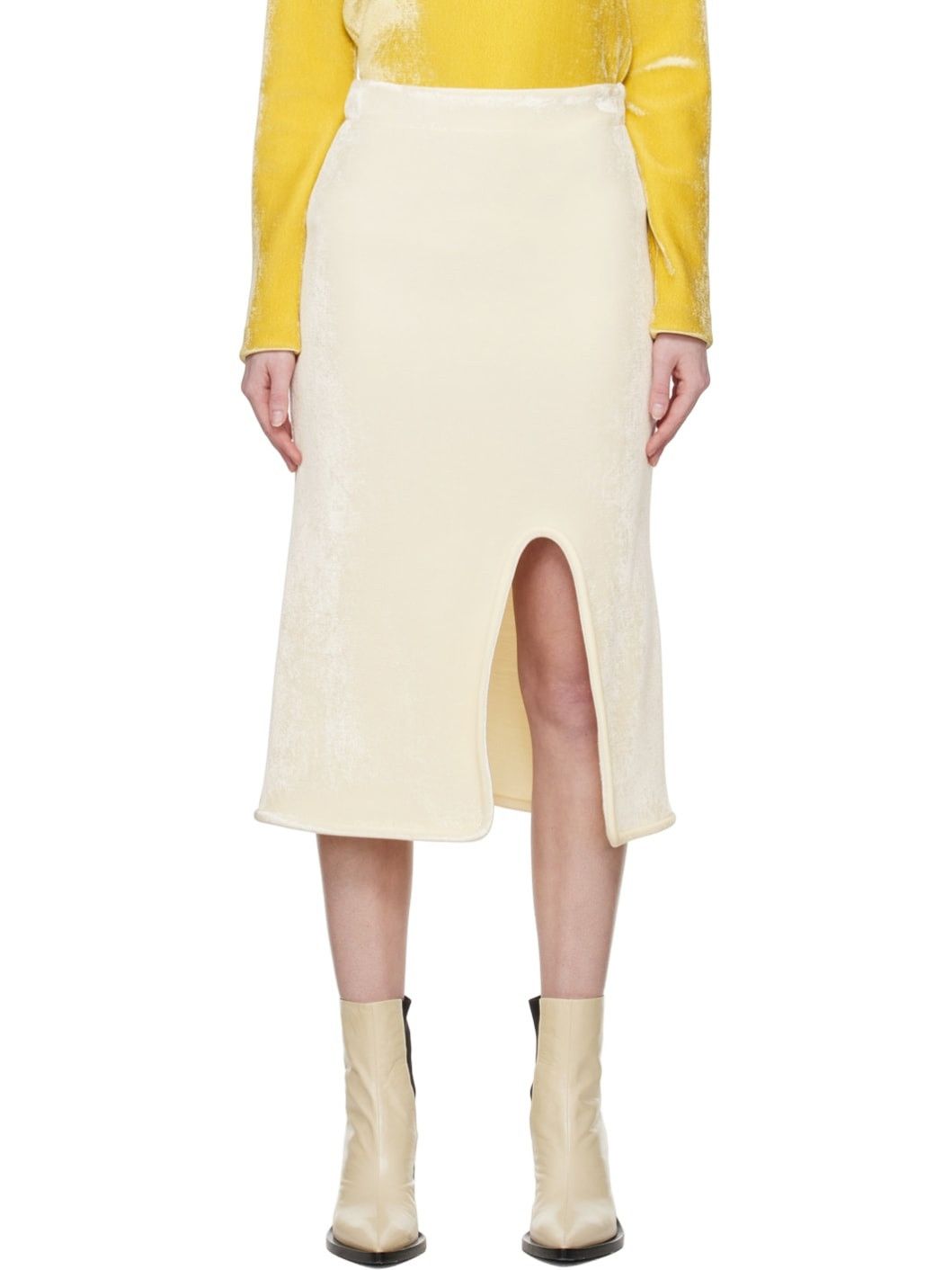 Jil Sander o1y1025 Midi Skirt in Ivory Size 26" / US 2 / IT 38 - 1 Thumbnail