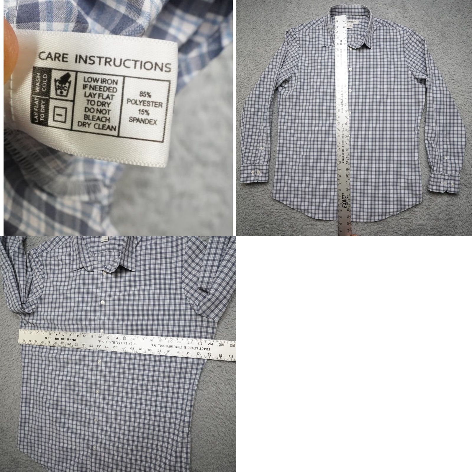 Mizzen+Main VINTAGE Mizzen + Main Shirt Mens XL Blue Plaid Button Up Stretch EUC Size US XL / EU 56 / 4 - 8 Thumbnail