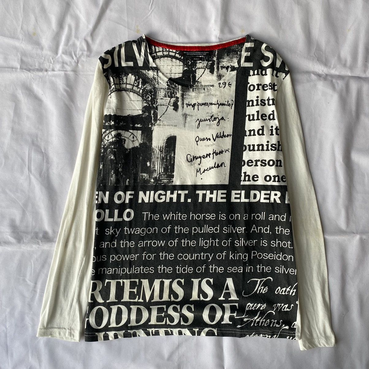 If Six Was Nine × Japanese Brand × Le Grande Bleu (L.G.B.) Japanese Poem Newspaper Long Sleeve Ifsix Lgb Style Size US M / EU 48-50 / 2 - 1 Thumbnail