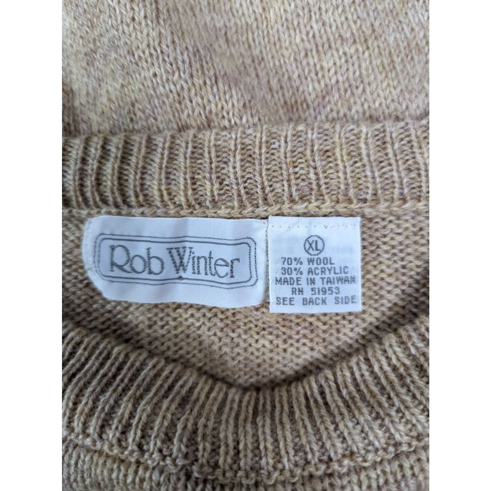 Vintage VINTAGE Rob Winter Wool Crewneck Sweater Men XL Beige Striped 80s ￼ Size US XL / EU 56 / 4 - 2 Thumbnail