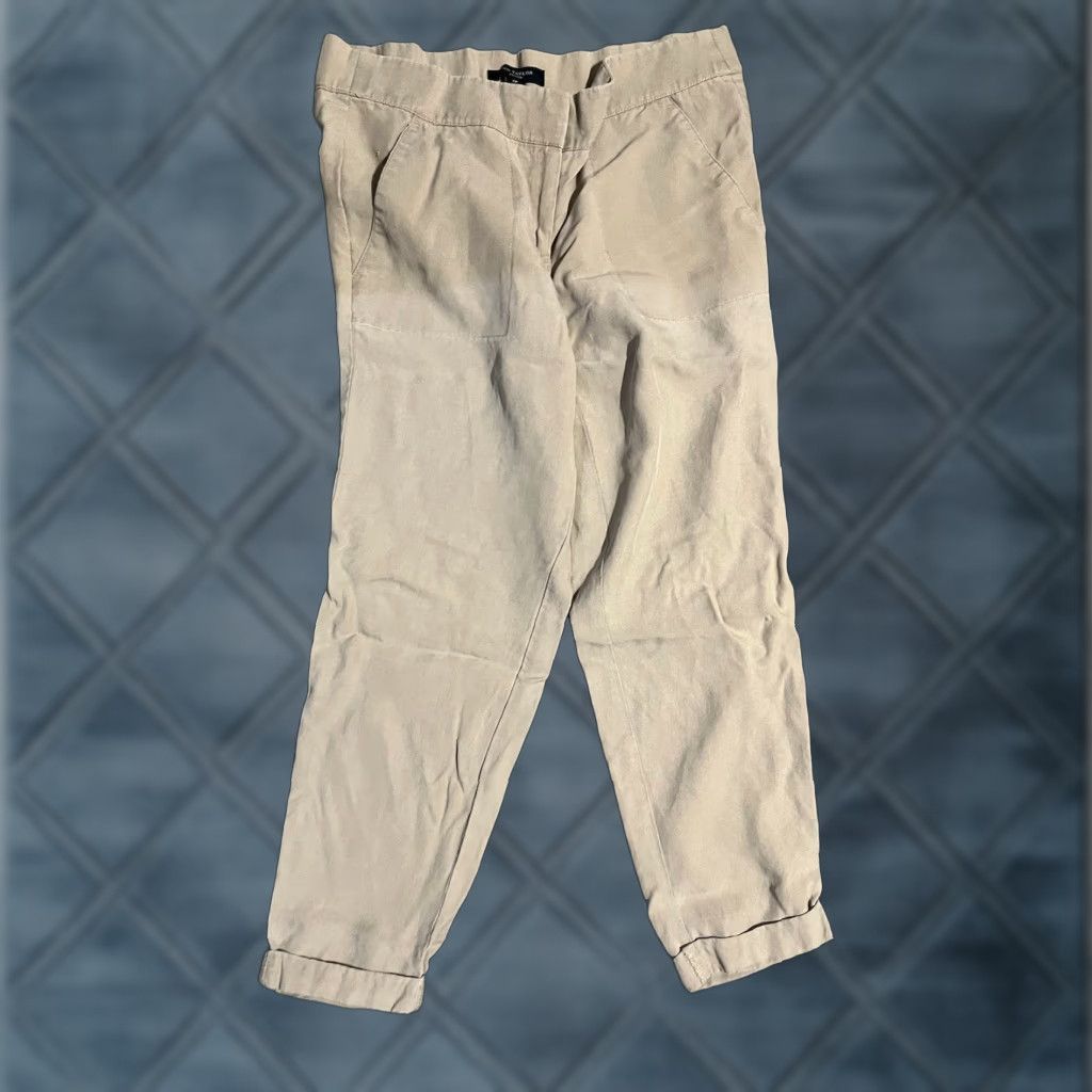 Ann Taylor Ann Taylor Pant Women’s 2P Beige Cropped Ankle Cuff Lyocell Spring Summer Casual Size 26" / US 2 / IT 38 - 1 Thumbnail